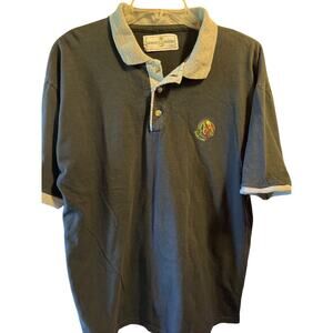 Giorgio Roveri Vintage Mens Polo Shirt XL Black Short Sleeve 1/4 Button Golf EUC